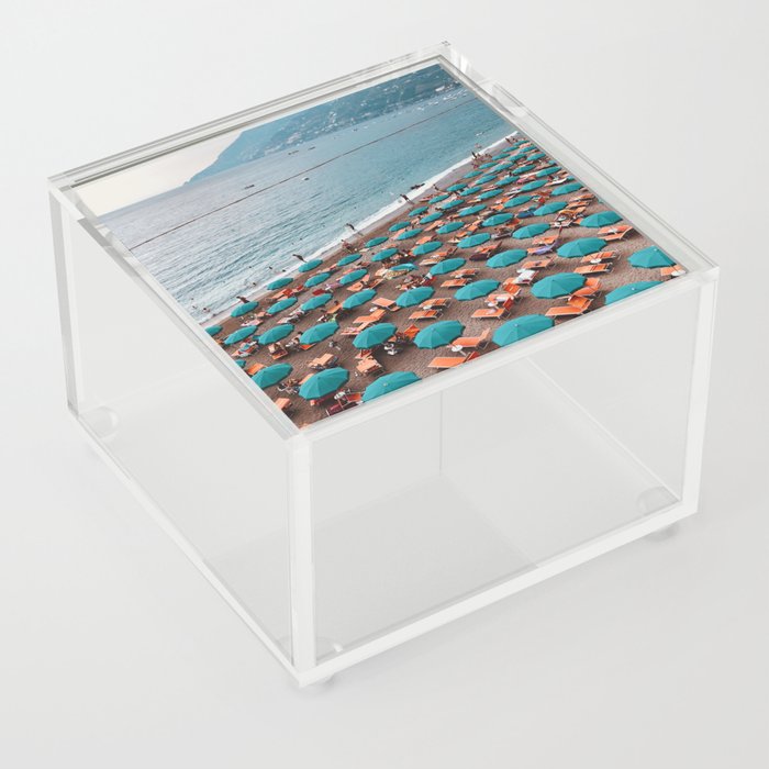 Italy Blue Maiori Beach And Umbrellas Acrylic Box
