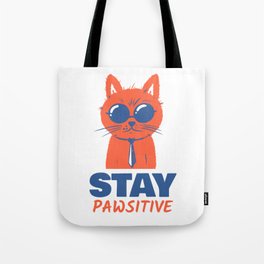 Stay Pawsitive Cat Tote Bag