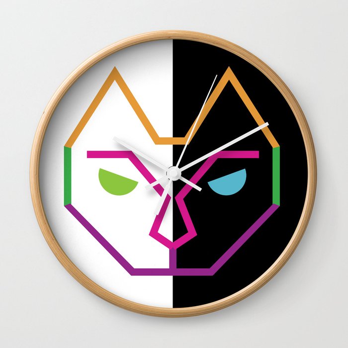 Abstract Multicolored Cat Wall Clock