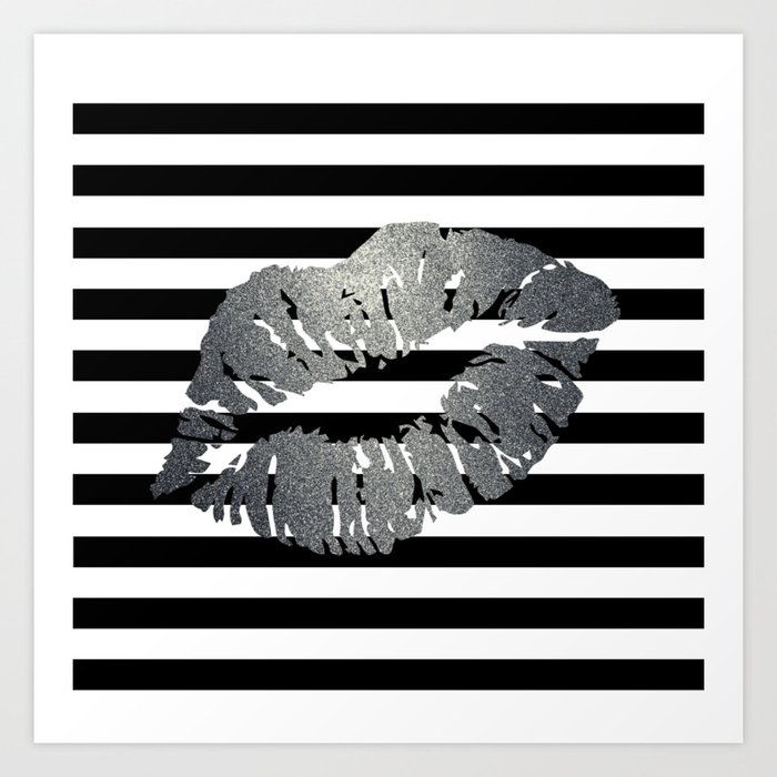 Metallic Kiss - Silver Art Print
