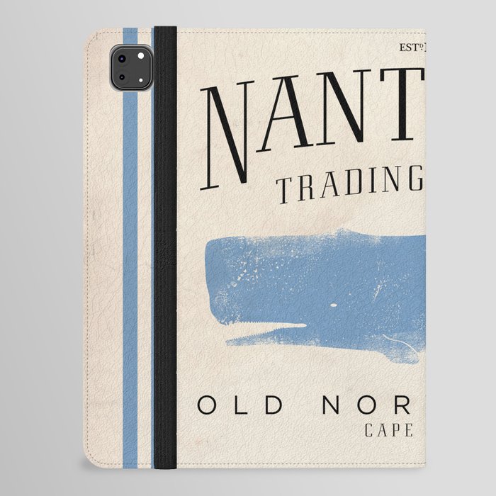 Nantucket whale nautical ocean wharf Massachusetts cottage beach house art iPad Folio Case