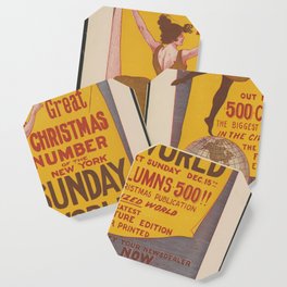 Vintage Poster Print - New York Sunday World, 1895 - 500 Column Christmas Publication, December 15 Coaster