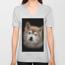 Spiked Shiba Inu Dog V Neck T Shirt