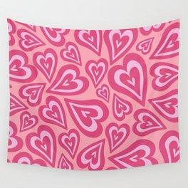 Retro Swirl Love - bubblegum pink Wall Tapestry