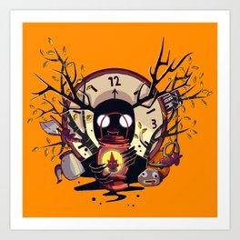 Over the garden wall with kitty Art Print
