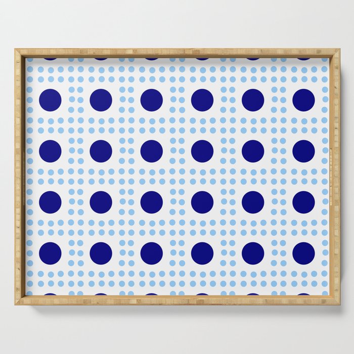 new polka dot 9 - dark and light blue Serving Tray