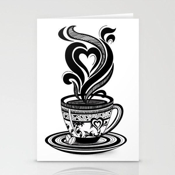 Coffee Love Coffee Cup Coffee Doodle Art Coffee Illustration Black And White Coffee Design Stationery Cards By Nmartworks Society6