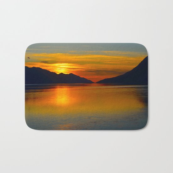 Alaskan Sunset Silhouette - Turnagain Arm Bath Mat