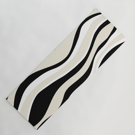 Retro Stripes in Black, Cream and White Yoga Mat