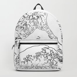 The Great Wave off Kanagawa Modern Minimal Line Art Backpack | Simple, Great Wave, Black And White, Retrowave, Waves, Digital, Graphicdesign, Modern, Line, Lineart 