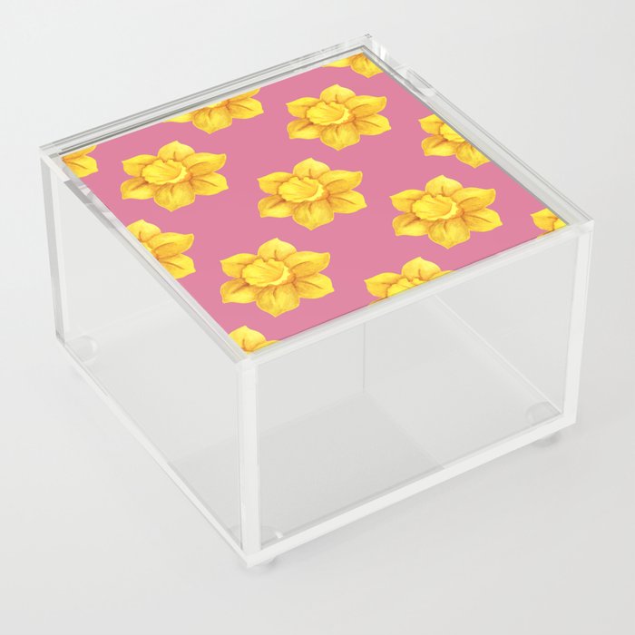 daffodil pattern watercolor Acrylic Box