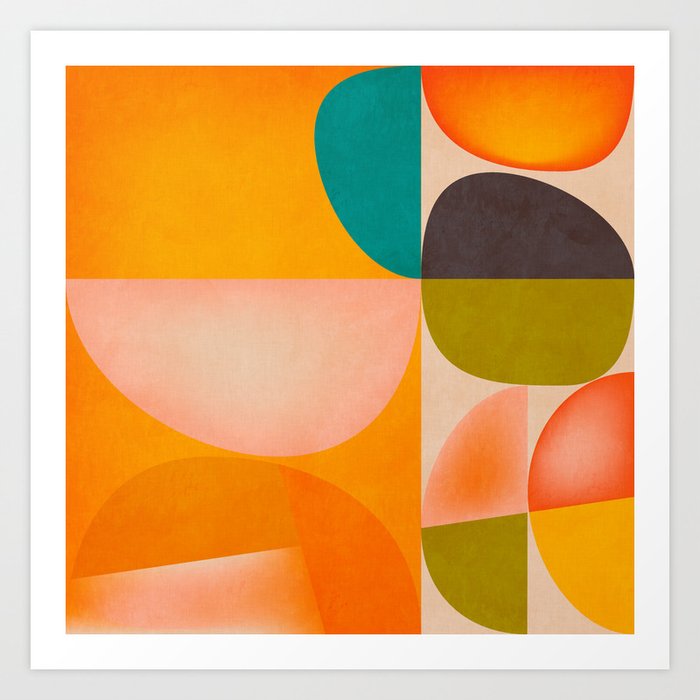 abstract painterly mid century shapes 2 Art Print