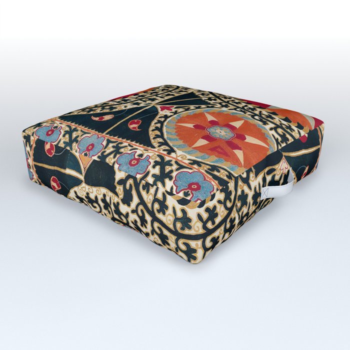 Katti Kurgan Suzani Uzbekistan Embroidery Print Outdoor Floor Cushion