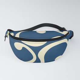  Reto Abstract Curvy lines pattern - Ateneo Blue and Blanched Almond Fanny Pack