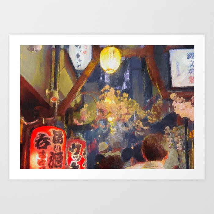 Cherry Blossoms in a Tokyo Alleyway Art Print