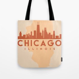 CHICAGO ILLINOIS CITY MAP SKYLINE EARTH TONES Tote Bag