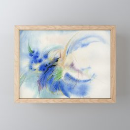 Blue Abstract Medium Tone Watercolor Painting Framed Mini Art Print