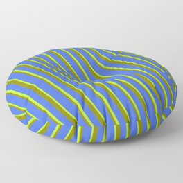 [ Thumbnail: Green, Royal Blue, and Light Green Colored Lines/Stripes Pattern Floor Pillow ]