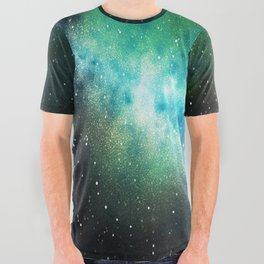 Colorful Universe Nebula Galaxy And Stars All Over Graphic Tee