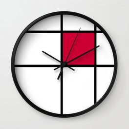 mondrian, piet mondrian, mondrian pattern, mondrian composition, red, Wall Clock