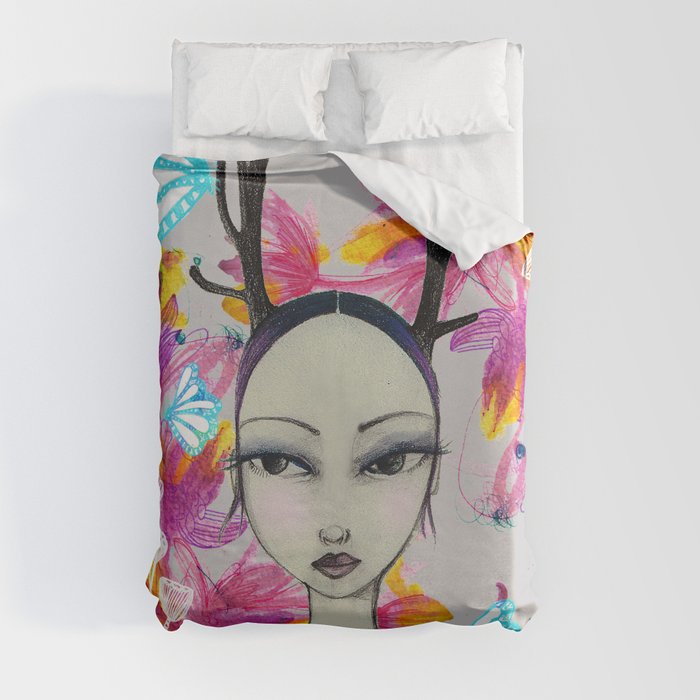 Fawn Woodland Gal Duvet Cover