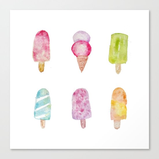ICE CREAM WATERCOLOR Canvas Print