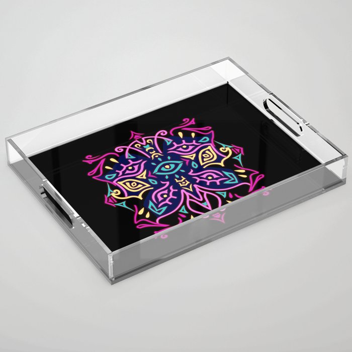 Psychedelic Neon Butterfly Acrylic Tray