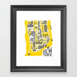 Manhattan New York Map Framed Art Print