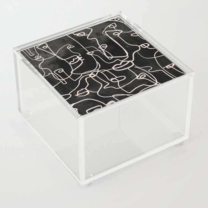 abstract line art faces 4 Acrylic Box