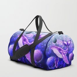 Cyber Whale on Ultra Violet Deep Space Ocean Duffle Bag