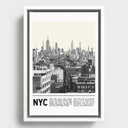 New York City | Manhattan Skyline | Black and White Travel Photography Minimalism Framed Canvas