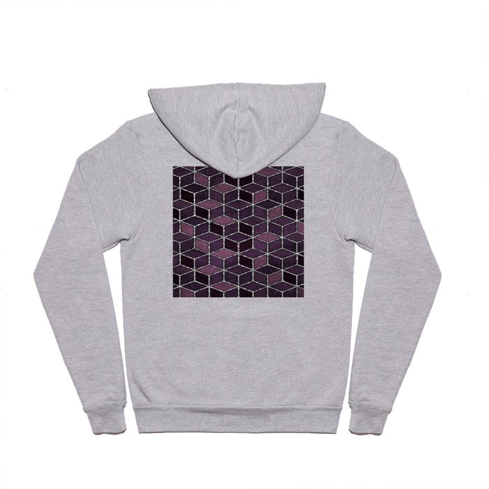 Shades Of Purple & Pink Cubes Pattern Hoody