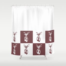 Rosy Brown and White Ballet Shoes Chess Board Horizontal Split Shower Curtain