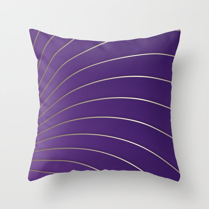 Golden Lines on Purple Gradient Background, Elegant Design Throw Pillow