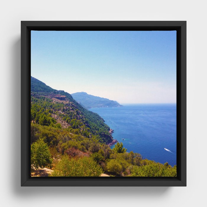 Spain Photography - Huge Mountains By The Blue Ocean  Framed Canvas