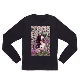 Lady in Flowers - Brittany Spaniel Dog Long Sleeve T Shirt