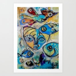 Making Fish Faces with Birds Art Print