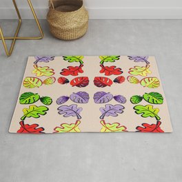 Boho Abstract Pastel Coloured Nature Leaves Patterns  Area & Throw Rug