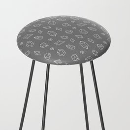 Grey and White Gems Pattern Counter Stool