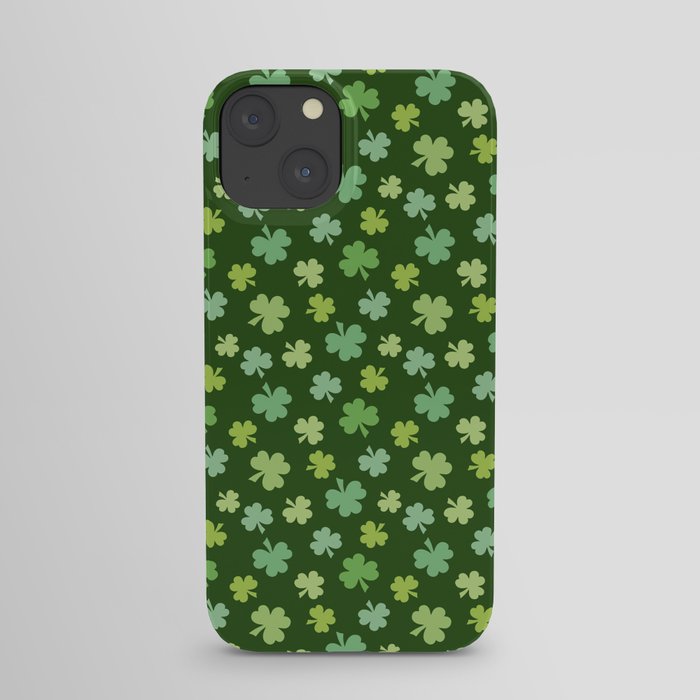 Happy St. Patrick’s Day Shamrock Pattern on dark green iPhone Case