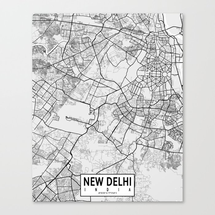 New Delhi City Map of India - Light Canvas Print by deMAP Studio | Society6