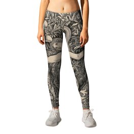 Eve And The Serpent Leggings | Witch, Vintage, Antique, Home, Decor, Serpent, Engraving, Art, Bible, Gift 