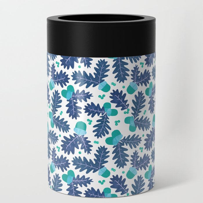 Acorns in Winter Blue Can Cooler
