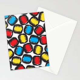 BLOCK PRINT PATCH PRIMARY CYAN RED YELLOW BLACK Stationery Card