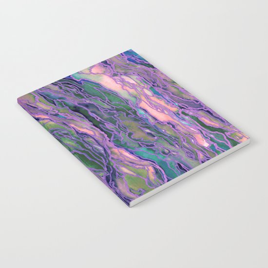 MARBLE IDEA! LAVENDER PINK PEACH Abstract Watercolor Painting Colorful Geological Nature Marbled Art Notebook