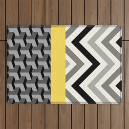 Bricks and geometric collage Outdoor Rug