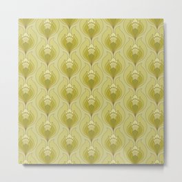 Light Green Floral Art Nouveau Inspired Pattern Metal Print | Retro, Lightgreen, Patterned, 1890S, Abstract, Flowers, Vintage, Graphicdesign, Patterns, Floral 