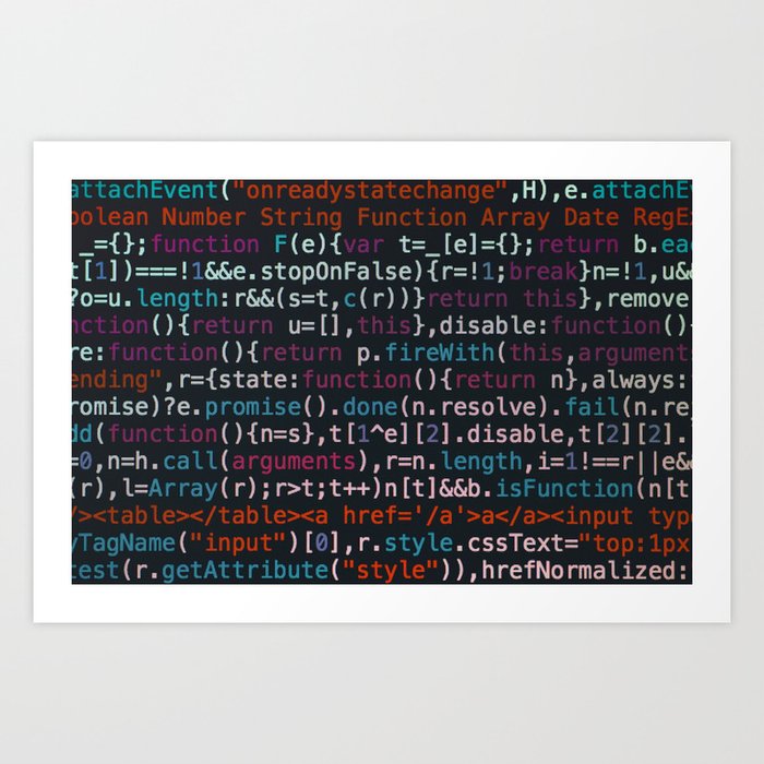 Computer Science Code Art Print by NoColorDesigns | Society6