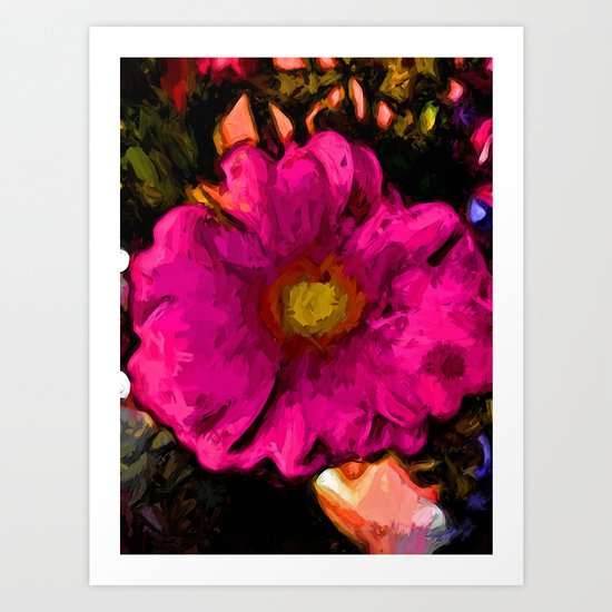 Pink Flower with a Gold Heart Art Print