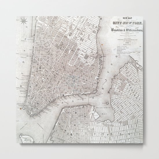 Vintage New York City Map Metal Print